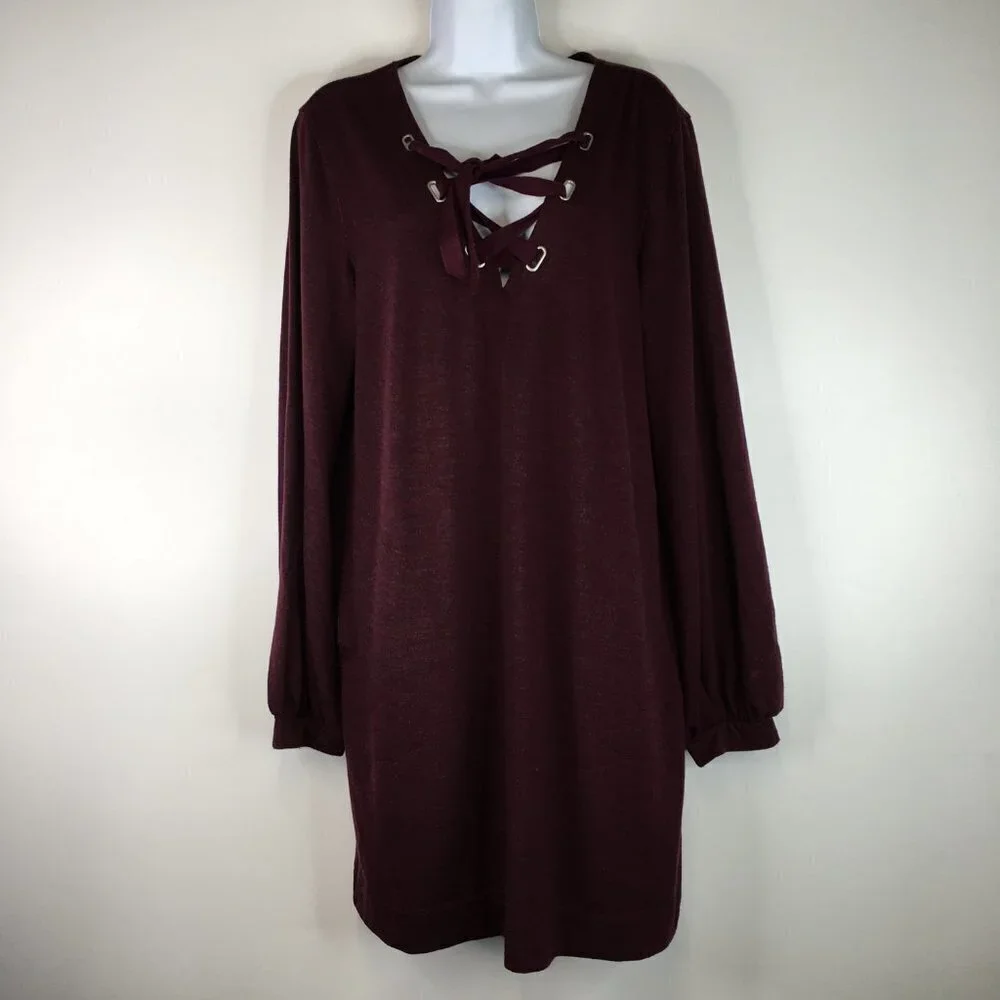 burgundy tunic dress Burgundy Red WINE Tunic dress with side slit M UK 8-10